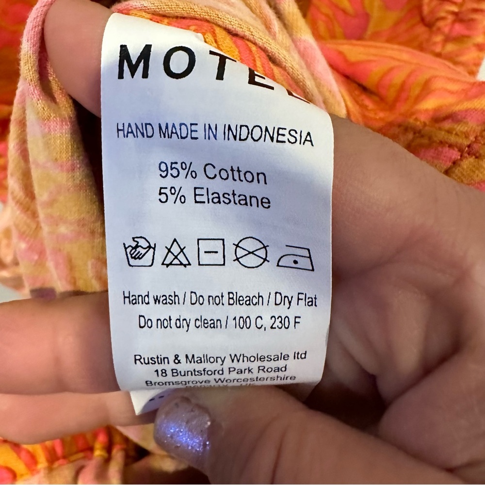 MOTEL NWT ARDILLA MINI DRESS TRIPPY WAVE TANGERINE PINK ruching bodycon groovy - Picture 7 of 7